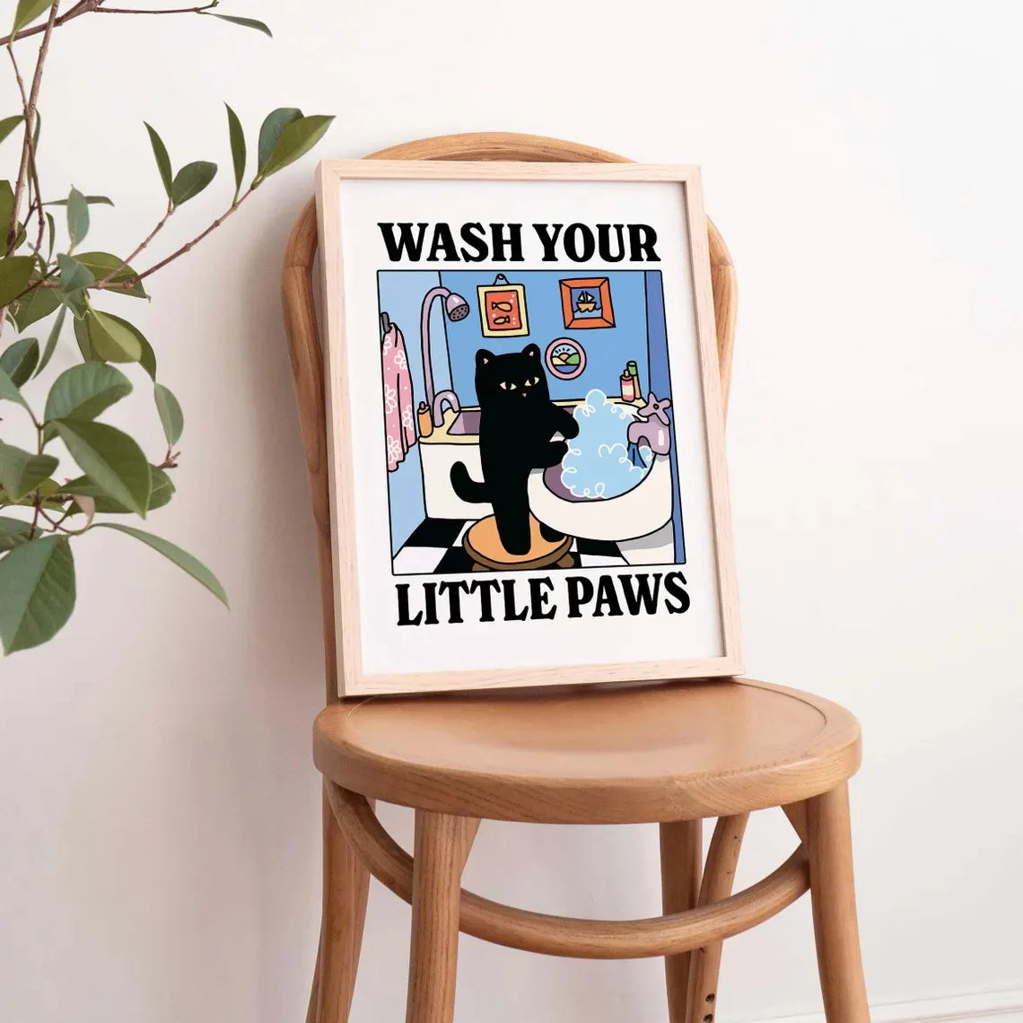 Wash Your Plttle Paws Bathroom Black Cat