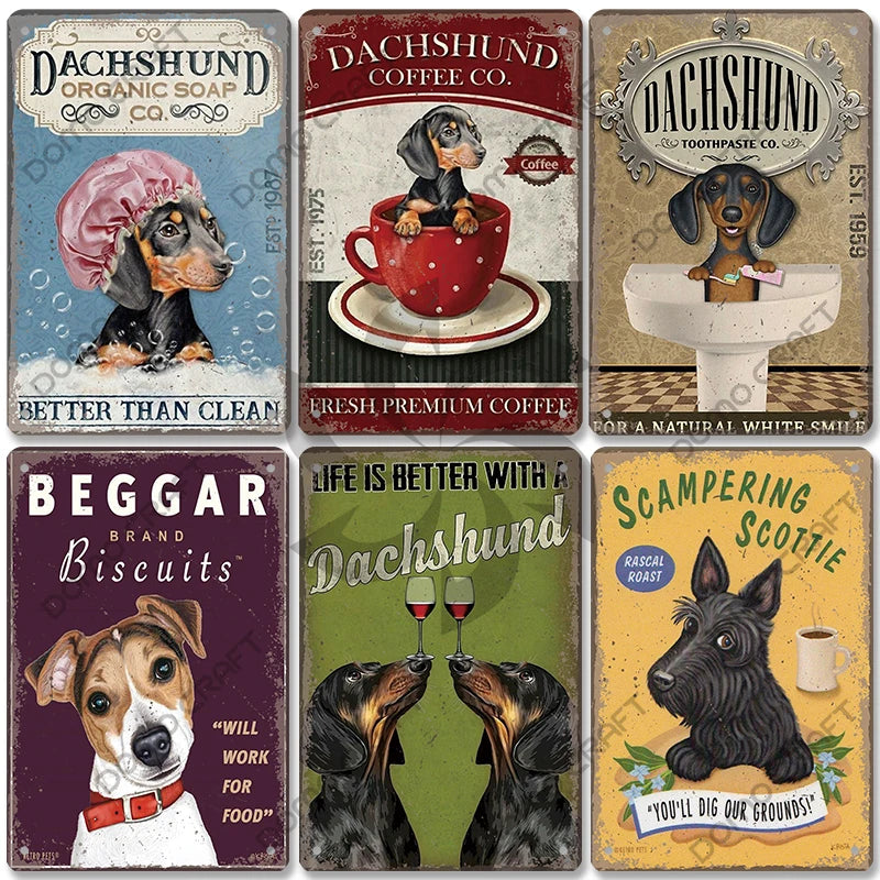 Cute Pet Dogs Poster Metal Tin Signs